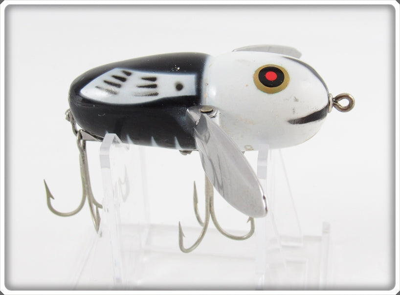 Vintage Heddon Black White Head Crazy Crawler Lure 