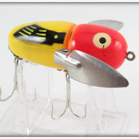 Vintage Heddon Yellow Red Head Crazy Crawler Lure