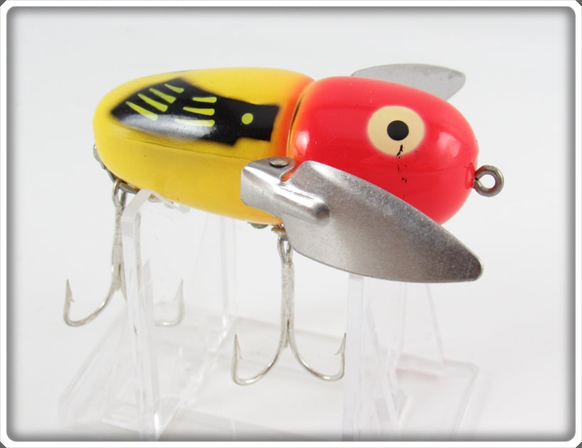 Vintage Heddon Yellow Red Head Crazy Crawler Lure