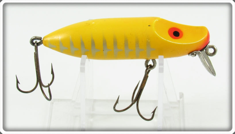 Vintage Paw Paw Yellow Silver Ribs Master Wiggler Lure