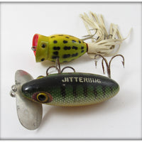Fred Arbogast Pair: Perch Jitterbug & Frog Hula Popper