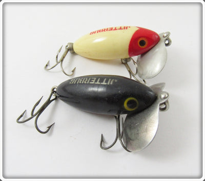 Fred Arbogast Jitterbug Pair: Black & Red Head White