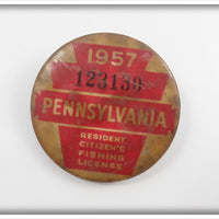 1957 PA Fishing License Pin & 1962-1964 & 1977 Paper Licenses