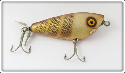 Vintage Barracuda Gold Scale Brown Stripes Topwater Lure