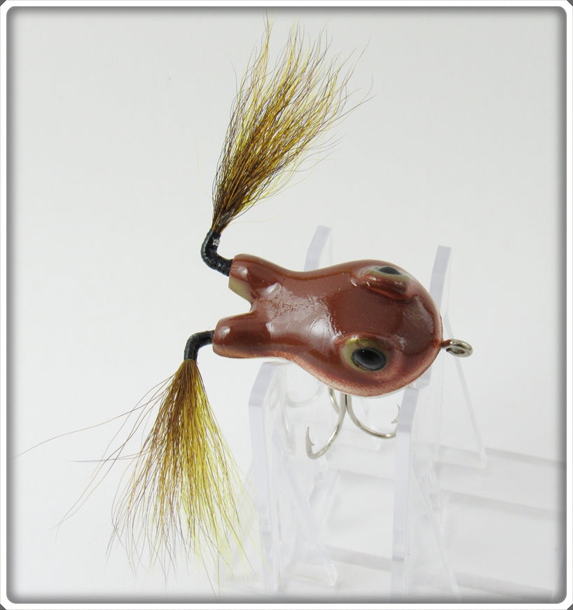 Vintage Fred Arbogast Messinger Brown Bucktail Frog Lure