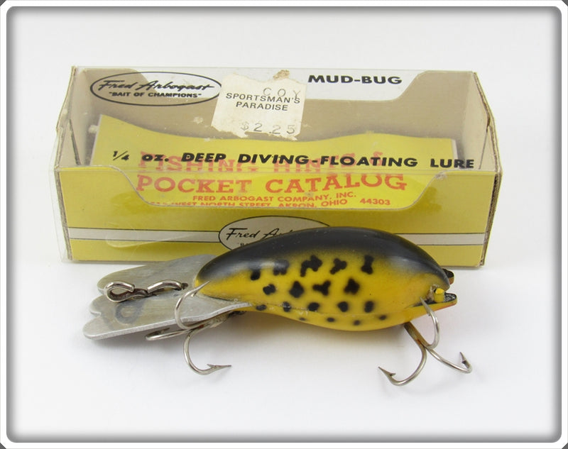 Vintage Fred Arbogast Yellow Coachdog Mud Bug Lure In Box For Sale