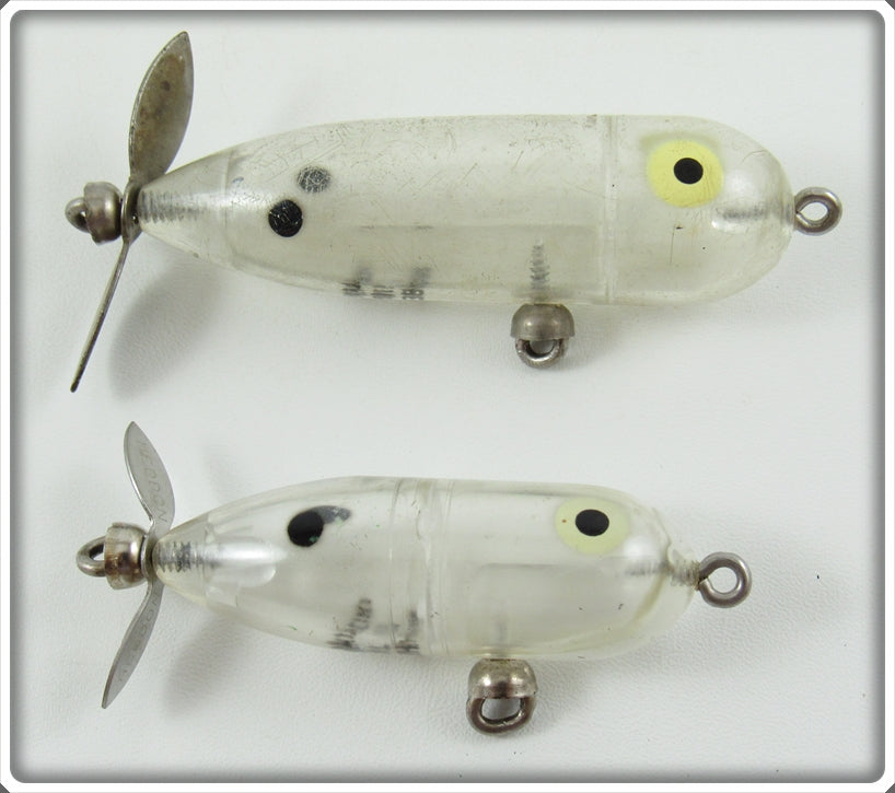 Vintage Heddon Clear Baby & Tiny Torpedo Lure Pair For Sale