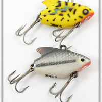 Vintage Heddon Yellow Coachdog & Barfish Sonic Lure Pair 