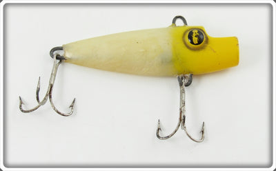 Vintage M.W. Powell Yellow & White Cedar Stump Lure