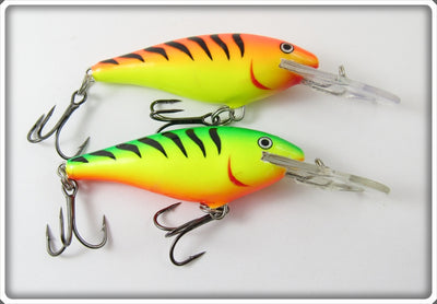 Rapala Green & Orange Fire Tiger Shad Rap Lure Pair