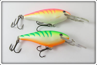 Rapala Green & Pink Fire Tiger Shad Rap Lure Pair
