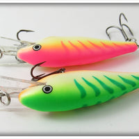 Rapala Green & Pink Fire Tiger Shad Rap Pair