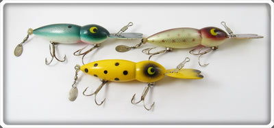 Whopper Stopper Hellbender Lot Of Three: Green Scale, Silver Scale, Yellow Spotted
