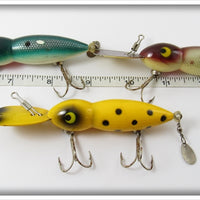 Whopper Stopper Hellbender Lot Of Three: Green Scale, Silver Scale, Yellow Spotted
