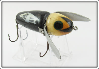 Vintage Heddon Black White Head Crazy Crawler Lure
