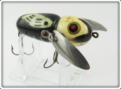 Vintage Heddon Black White Head Crazy Crawler Lure