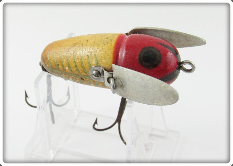 Vintage Heddon Red & White Shore Crazy Crawler Lure 