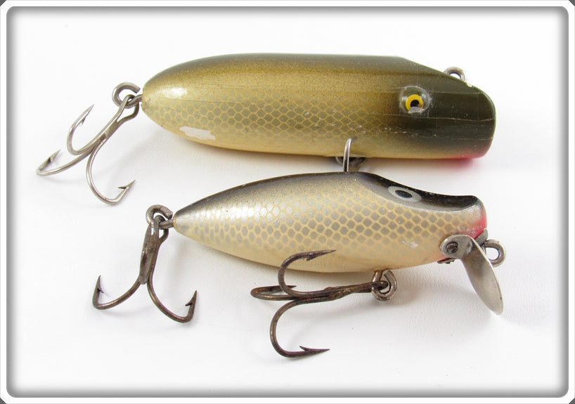 Vintage Paw Paw Silver Scale Midget Wobbler & Runt Lure Pair 