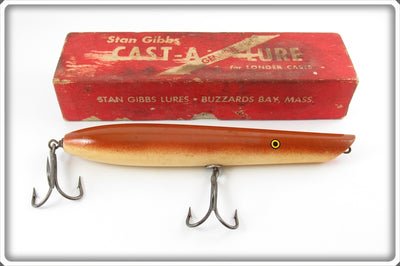 Vintage Stan Gibbs Brown Squid Pencil Popper Lure In Box