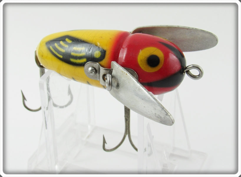 Vintage Heddon Yellow Red Head Crazy Crawler Lure For Sale