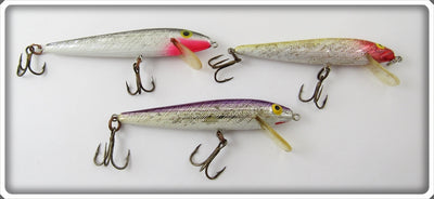 Rebel Purple, Yellow, & Black Minnow Lure Lot Of Three