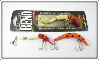 Crankbait Corp Beno Lot Of Three: Red White & Orange Spotted
