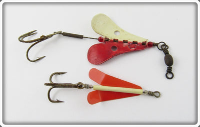 Vintage Unknown Red & White Spinner Pair 