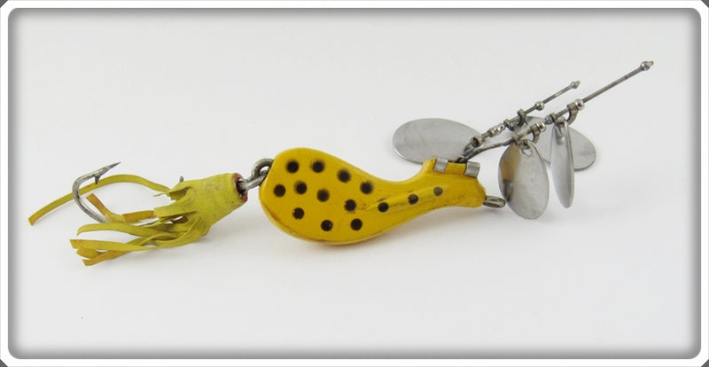Vintage Jack's Yellow & Black Dual Spinner Lure For Sale