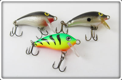 Rapala Fire Tiger & Silver Black Minnow Lure Lot Of Three