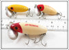 Arbogast Red/White & Yellow Shore Jitterbug Lot Of Three