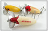 Arbogast Red/White & Yellow Shore Jitterbug Lot Of Three