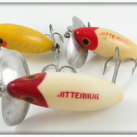 Arbogast Red/White & Yellow Shore Jitterbug Lot Of Three