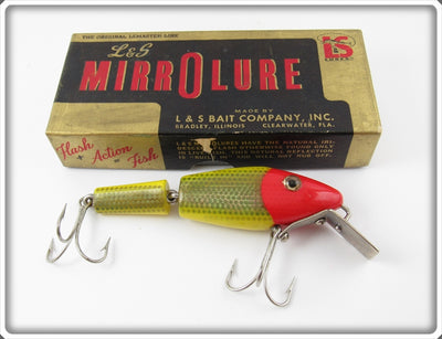 Vintage L&S Red Head Gold Flash 30M MirrOLure In Box 