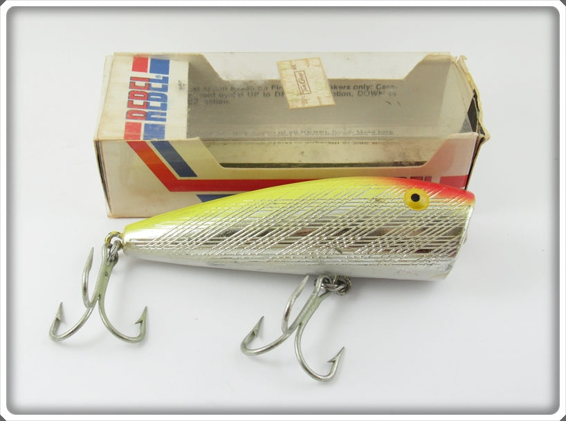 Vintage Rebel Silver & Yellow Windcheater Popper Lure In Box