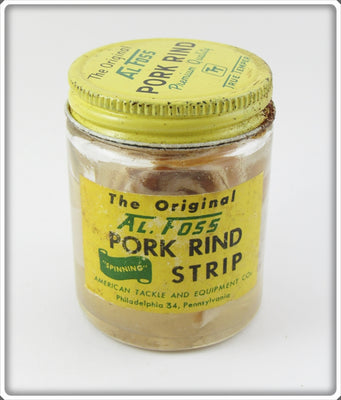 Vintage Al Foss Pork Rind Jar With Yellow Lid