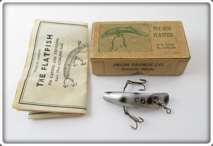 Vintage Helin Silver Spotted Fly Rod Flatfish Lure In Box