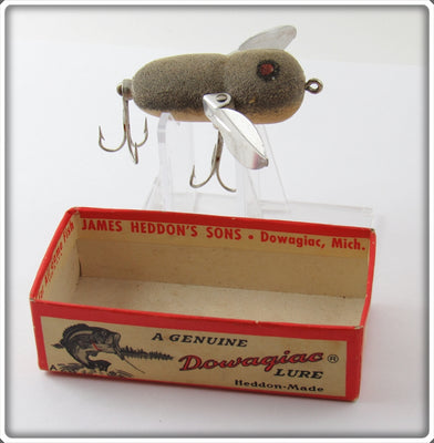 Vintage Heddon Grey Mouse Tiny Crazy Crawler Lure In Box