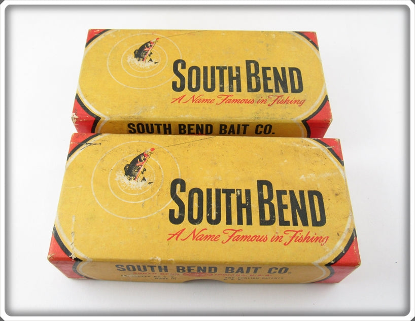 Vintage South Bend Red & White Casting Spoon Empty Box Pair