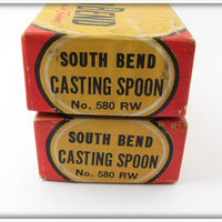 South Bend Red & White Casting Spoon Empty Box Pair