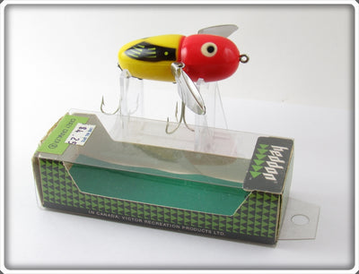 Vintage Heddon Yellow Red Head Crazy Crawler Lure In Box