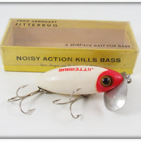 Vintage Fred Arbogast Red Head White Jitterbug In Box 