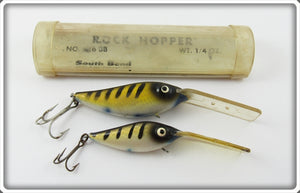 Vintage South Bend Blue Back Rock Hopper Lure Pair With Tube