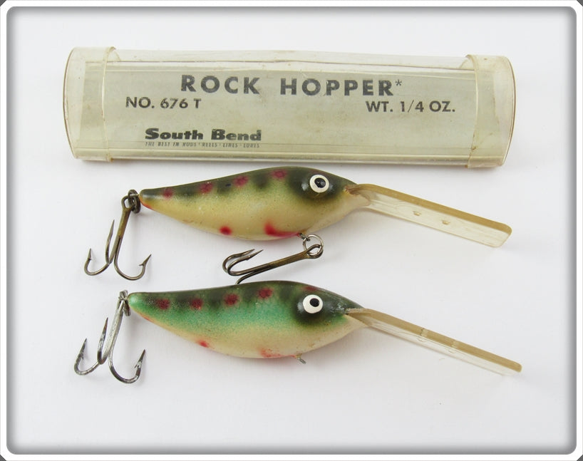 Vintage South Bend Trout Rock Hopper Lure Pair With Tube