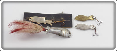 Metal Fish Shaped Lure Lot Of Four: Al's Goldfish, Pflueger Zam, & Atlantic Lure