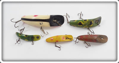 Helin Flatfish Lot Of Five: White, Frog, Yellow, Gold Scale