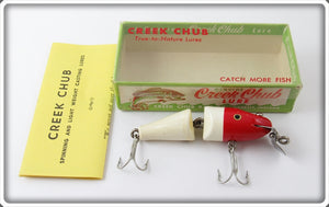 Vintage Creek Chub Red & White Jointed Spinning Pikie Lure In Box 9402