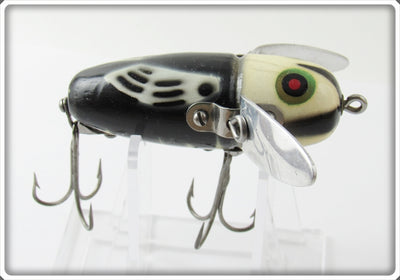 Vintage Heddon Black White Head Crazy Crawler Lure