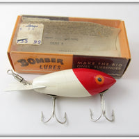 Vintage Bomber Bait Co Red Head White Lure Model 400 In Box
