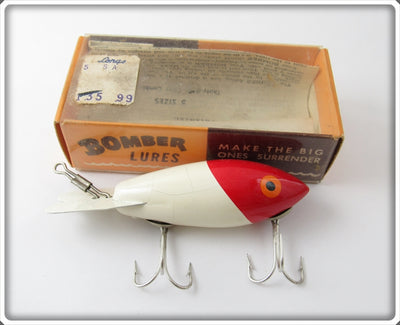 Vintage Bomber Bait Co Red Head White Lure Model 400 In Box