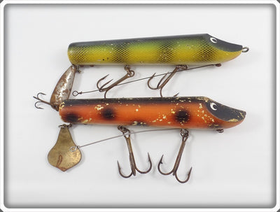 Unknown Pair Of Muskie Lures: Orange/Black & Perch